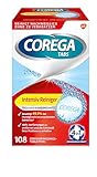 Corega Reinigungs-TABS Intensiv Reiniger Rundumschutz für herausnehmbaren Zahnersatz/dritte Zähne, 1x108 Gebissreinigungstabletten