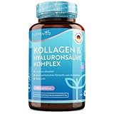 Hyaluronsäure Kollagen Hochdosiert Komplex - 180 Kapseln - Mit 7 zugesetzten Vitaminen - Biotin, Vitamin C & Selen und mehr - Laborgeprüft ohne Zusätze - In Deutschland Hergestellt von Nutravita