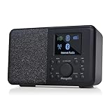 MangoKit SR10 Internet Radio mit DAB/DAB+,WIFI Radio mit Podcast Player,Smart DAB Radio mit Bluetooth,FM Radio,Küchenradio mit Netz- und Batteriebetrieb,Farbdisplay,Doppelalarm,Presets Support-Schwarz