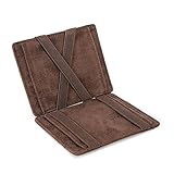 Contacts Herren Geldbörse Klappe Echtes Leder, Schlanke Magische Wallet 9 ID-Kartenhalter RFID,Intelligente Geldbörse Vordere Taschenhülle mit Geschenkbox