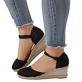 EQWIGKEIT 1 Cent Artikel, Espadrilles Für Damen Keilabsatz Elegant Sommerschuhe Sandaletten Wedges Pumps Bequem Mit Absatz Strandsandalen Geschlossene Keilsandalen Slingback Sandalen
