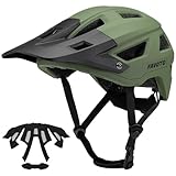 Favoto Mountainbike Fahrradhelm mit Schirm Leicht - Doppelte Inmould Technologie MTB Helm für Damen Herren Rennradhelm L(57-61cm) Verstellabr Armeegrün