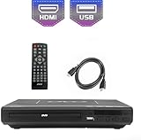KCR DVD-Player für TV, DVD/CD / MP3 mit USB-Anschluss, HDMI- und AV-Ausgang (HDMI- und AV-Kabel enthalten), Fernbedienung, Region Free