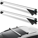 Dachträger, Universal Dachgepäckträger Auto 120 cm x2 Verstellbare mit Schlössern Dachträger für Geschlossene Reling& Bündige Schiene aus Alu bis 90kg für Fahrradträger, Dachboxen,Skiträger (120cm)