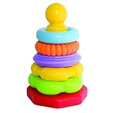 Simba 104018158 - ABC Ringpyramide, Steckspiel, 6 Teile, 20cm, 5 Ringformen, Steckboden schaukelt, Motorikspielzeug, ab 6 Monaten, Babyspielzeug, Kleinkinder Mehrfarbig