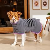 HezzLuv Bademantel für Hunde, Microtuch aus Mikrofaser für Mittelgroße und größere Tiere - Grau, Schnelles Trocknen, Super Saugfähig, perfekt für Hunde und Katzen (Lila, S)