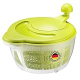 Westmark Salatschleuder, Fassungsvermögen: 5 Liter, ø 26 cm, Kunststoff, BPA-frei, Fortuna, Farbe: Transparent/Grün, 243222EA