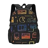 EVIUS Rucksack mit Spiel-Video-Gaming-Druck, lässiger Rucksack für Teenager, Schultaschen für Jungen und Mädchen, wasserabweisend, langlebig, passend für Outdoor, Reisen, Schule, Einkaufen