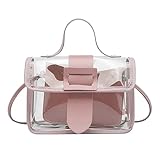 UnoSheng Bügelvlies Für Taschen Durchsichtige Umhängetasche, Handtasche, Stadion-zugelassene Konzerttasche aus veganem für Frauen und Teenager-Mädchen Taschen Herren Lunch (Pink, One Size)