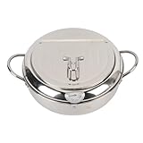 YDuupxe Edelstahl -Fritteuchentopf Effizient Sogar Heizungsanfeuerpfanne für Kartoffelhähnchen, Öl Tropfentleerer Rack Thermometer für Heimküche (24cm)