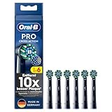 Oral-B Pro CrossAction – ORIGINAL Aufsteckbürsten für Elektrische Zahnbürste – Überlegene Zahnreinigung, Ersatzbürsten mit Innovativen X-Borsten, Zahnbürstenaufsatz – Schwarz, 6 Stück