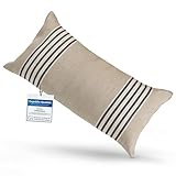 sositex | 1 Premium Saunakissen Lieblingskissen Reisekissen | Design: Moika | Maße: 45 x 22 cm, Leinen/Baumwolle Hängematte, Strand oder Picknick (2 Streifen)
