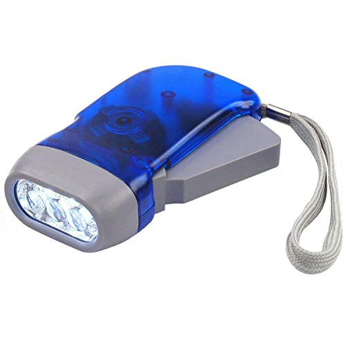 DIGIFLEX Batterielose Solar LED Taschenlampe mit Dynamo und 3 LEDs für Camping uto, Garage, Notfall, Stromausfall, – Tasche Größe -Blau - ideal für Kinder