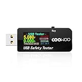 USB Tester Digitaler Leistungsmesser Multimeter Amperemeter Voltmeter Monitor für Stromstärke, Spannung und Kapazität, Geschwindigkeitstest von Ladegeräten, Kabeln und Power Bank 3-30V/0-5.1A, QC3.0