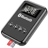 Bluetooth 5.0 Transmitter Receiver, Wireless Transmitter und Receiver mit 3,5 mm Klinke, unterstützt TF-Karten-Wiedergabe/FM-Transmitting (87,5 ~ 108 HMZ FM), für Auto-Lautsprecher