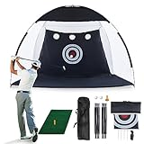 CLIPOP Golf-Schlagnetz Mit Swing Training Ziele und Tragetasche - 10 x 7 Fuß Netz, Matte, Übungsnetz für Fahren im Hinterhof - Geeignet für Drinnen/Draußen