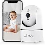 winees Baby Kamera, 1080P WLAN Überwachungskamera Innen 360 Grad Schwenkbare Babyphone mit Kamera, Bewegungsverfolgung Nachtsicht, IP Haustier Kamera mit 2 Wege-Audio, App Kontrolle mit Alexa