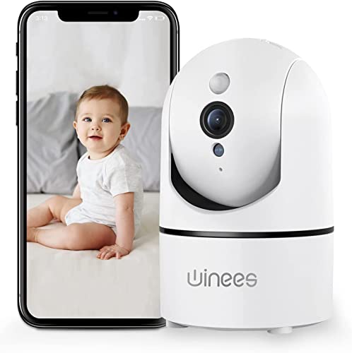 Winees Baby Kamera, 1080P WLAN Überwachungskamera Innen 360 Grad Schwenkbare Babyphone mit Kamera, Bewegungsverfolgung Nachtsicht, IP Haustier Kamera mit 2 Wege-Audio, App Kontrolle mit Alexa