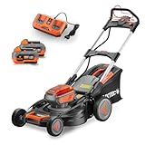 Fuxtec 4in1 Akku Rasenmäher 40V (2x20V) FX-E2RM51 inkl. 2x20V Li-Ion Batterie 4Ah & Doppelladegerät – Schnittbreite 51cm, Schnitthöhe 30-90mm & 50L Grasfangkorb – mit Mulch-Funktion und Seitenauswurf