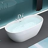 Mai & Mai Freistehende Badewanne Acryl Wanne Standbadewanne mit Armatur 170x80x60 cm V605