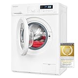 Exquisit Waschmaschine WA57014-020Aweiss | 7 kg Fassungsvermögen | Energieeffizienzklasse A | 12 Waschprogramme | Kindersicherung | Startzeitvorwahl