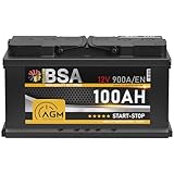 BSA AGM Batterie 100Ah 12V 900A/EN Start-Stop Batterie Autobatterie VRLA statt 95Ah 92Ah 90Ah