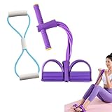 Expander Fitness mit Rückentrainer und Fitnessbänder,Pedal Widerstandsband,Bauchtrainer für Zuhause,6 Tubes Gummi Elastische Zugseil,Leg Exerciser für Fitness Abnehmen Training Yoga (Lila)
