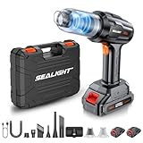 SEALIGHT Handstaubsauger Akku, 21000PA 9-in-1 Handstaubsauger Akku Kabellos,Zwei Batterien Lange Ausdauer, Auto Staubsauger Stark für Auto, Haus, Büro und Tierhaarreinigung