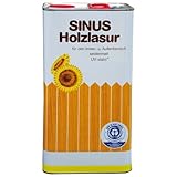 Burtex - Sinus Holzlasur 5l Farblos - Für Innen & Außen - Seidenmatt - Für Balkon, Vordach, Gartenhaus, Zaun - Wetterfest