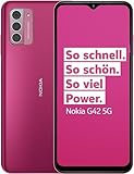 Nokia G42 5G Smartphone (5G-Konnektivität, Android 13, (6,56'’) HD+-Display, dreifache 50-MP-Kl-Kamera, 5000 mAh Akku, 6GB RAM, 128GB Speicher, OZO 3D Audio Capture und QuickFix-Design) Rosa