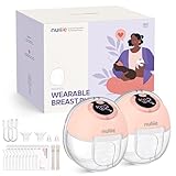 Nuliie Milchpumpe Elektrisch tragbare S32, 4 Modi, 9 Stufen, 24mm Flansch mit LED-Anzeige, Zusätzlich Flansch 18mm&21mm und Austauschbare Entenventile (2Packs, Rosa)