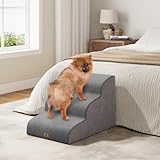 Hundetreppe für kleine Hunde, 3 Stufen 40cm Hoch Haustiertreppe, Waschbar rutschfest, Katzentreppe für Alte Katzen Für Bett, Sofa, Couch Grau