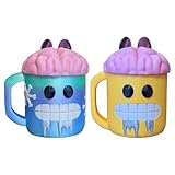 Smiling Face Eisbecher Halter Tier | 2ST Smiling Face Eiscreme Tassenhalter | Eiscreme Eisbecherschalen Pints Ärmelschalen Kühlerbehälter mit 2 Löffel | Sommer Dekoration Küche Geschenk Eisliebhaber