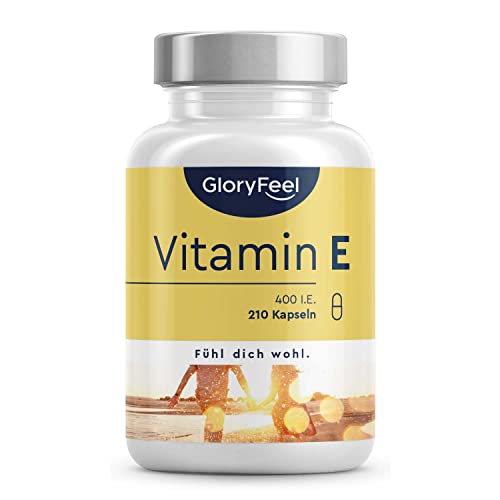 Vitamin E 210 Kapseln - 400 IE bioaktives Vitamin E pro Kapsel - Hochdosiert für 7 Monate Versorgung - Laborgeprüft und in Deutschland hergestellt