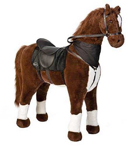 ELLA & PIET® Großes XXL Stehpferd Orlando mit Sattel (Braun-Schwarz) Standpferd Pferd Reitpferd