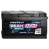 HeyVolt AGM Autobatterie 12V 95Ah 880A/EN Starterbatterie, Start-Stopp & Standheizung geeignet, absolut wartungsfrei