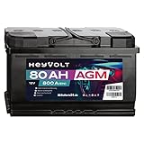 HeyVolt AGM Autobatterie 12V 80Ah 800A/EN Starterbatterie, Start-Stopp & Standheizung geeignet, absolut wartungsfrei