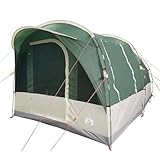 vidaXL Tunnelzelt 3 Personen, Campingzelt mit Netzwände, Wasserdicht Familienzelt mit abnehmbarem Überzelt, Zelt, Grün 185T Polyester