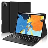SENGBIRCH Schutzhülle für iPad Pro 11 (2018-2022), iPad Air 5e/Air 4. 10.9 2022/2020 mit Smart Trackpad – abnehmbar kabellos Tastatur, Bluetooth-Tastatur mit Touchpad, Französisch AZERTY-Schwarz