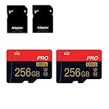 2 Pack Micro SD Card 256GB Class 10 with SD Adapter High Speed Memory Card for Tablet,Camera,Drone