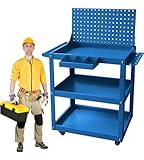 ICEMOB Werkstattwagen 3 Etagen,Servierwagen Mit Rollen 70X35x78cm,Werkzeugwagen Professionell,Aufbewahrungsregal Für Büro/Lager/Küche/Werkstatt,100 Kg Belastbar,Blau