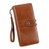 Damen Mode Retro Einfache Lange Brieftasche Multi Funktion Große Kapazität Brieftasche Handtasche Geldbörsen für Frauen Slim (Braun, Einheitsgröße)
