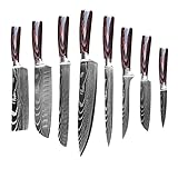 Gustrug Küchenmesser Set 8-tlg Messerset aus Hochwertigem Edelstahl, Ultra Scharfes Messer set mit Ergonomischer Griff, Geschenkbox, sehr geeignet für Haus und Restaurant Kochen