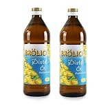 Brölio - Distelöl, 2 x 0,75 Liter Glasflasche, reich an natürlichem Vitamin E, 100% pflanzlich, vegan, vegetarisch, hohe Hitzebeständigkeit I für Geniesser, die Wert auf Qualität und Geschmack legen