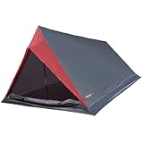 High Peak Hauszelt Minilite, Campingzelt für 2 Personen, Leichtgewicht 1,0 kg, kleines Packmaß, 1500 mm wasserdicht, Ventilationssystem, Moskitoschutz, grau/rot