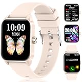 Smartwatch Damen - 1.85' HD-Display Smart Watch IP68 Wasserdicht mit Bluetooth Anrufe,Sportuhr 100+Sportmodi,Fitnessuhr Herzfrequenz SpO2 Schlafmonitor Schrittzähler für Android iOS (Rosa)