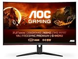 AOC Gaming CQ32G2SE - 32 Zoll QHD Curved Monitor, 165 Hertz, 1ms, FreeSync Premium (2560x1440, HDMI, DisplayPort) schwarz/rot