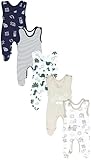 TupTam Baby Unisex Strampler mit Aufdruck Spruch 5er Pack, Farbe: Tiere und Dinos, Größe: 50