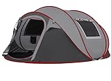 Sofortiges Pop-Up-Campingzelt, 56-Personen-Zelt, automatisches Aufstellzelt mit 2 Belüftungs-Mesh-Fenstern, wasserdichter Sonnenschutz, Familienzelt, tragbares, leichtes Kuppelzelt für Outdoor, Strand