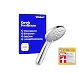 Duravit Universal Duschkopf, Duschbrause mit 3 Strahlarten (Rain, Intense , Soft ), Handbrause rund (Ø 110 mm), Brausekopf mit wassersparender MinusFlow-Funktion, reinigungsfreundlich, Chrom